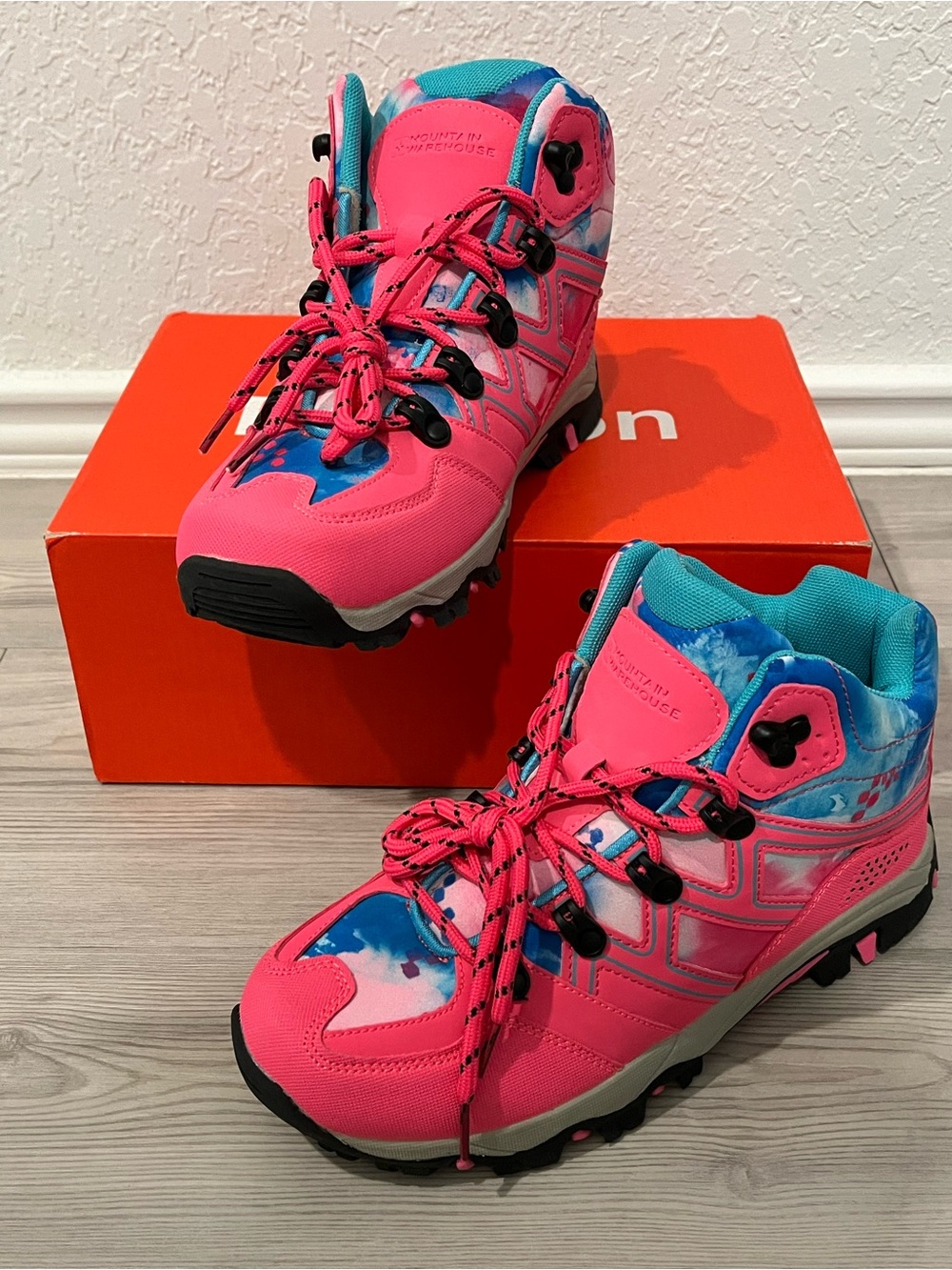 Girls Bright Pink & Blue Outdoor Boots with Cushioned Comfort